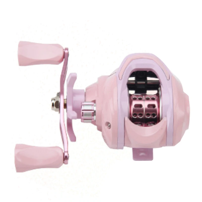 Pink Baitcasting Fishing Reel with Magnetic Brake System Gear Ratio 7.2:1  Left/Right Handed Ultra Light Fishing Wheel