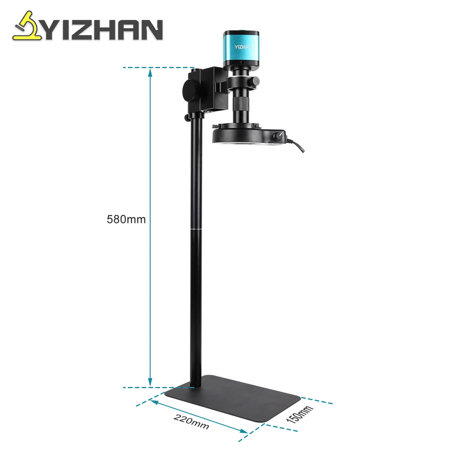 

YIZHAN 4K Video Microscope HDMI USB 48MP Industrial Camera Monocular 130X 150X 180X Zoom C-Mount Lens Light For Repair Soldering