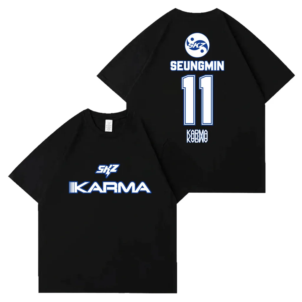 Kpop Stray 2025 Das 4. Album KARMA Kpop Mode Lose T Shirt Männer Frauen Casual Baumwolle Gemütliche K-pop Kurzarm Top – Detail 9