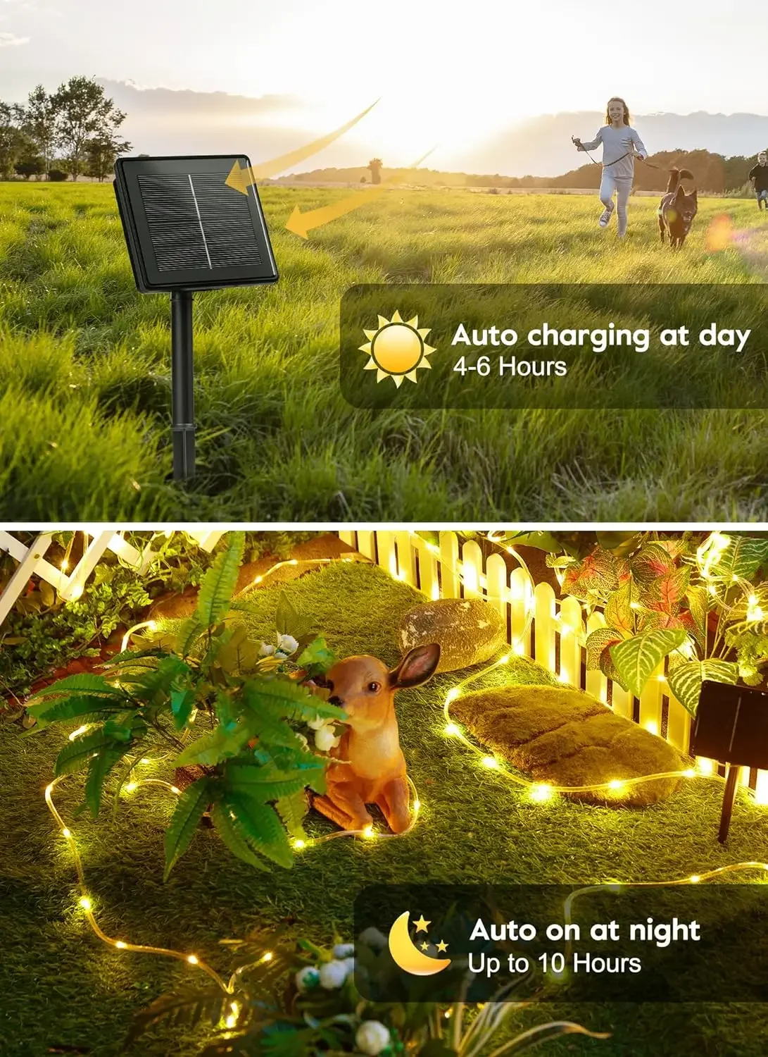Heinast Solar String Lights Solar Outdoor Lights with 8 Lighting Modes Waterproof Fairy for Tree Garden Patio Copper Wire