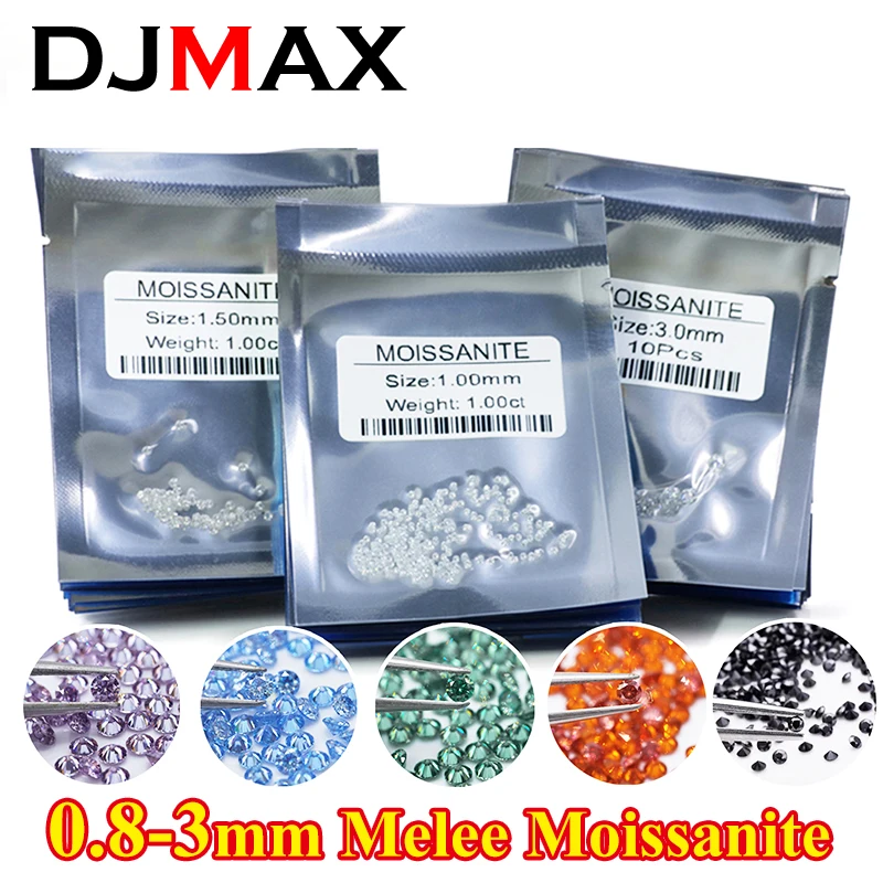 Wholesale 1ct Melee Loose Moissanites Stone Small Size 0.7~3.0mm White Black Green Blue Moissanite Diamonds For DIY Jewelry