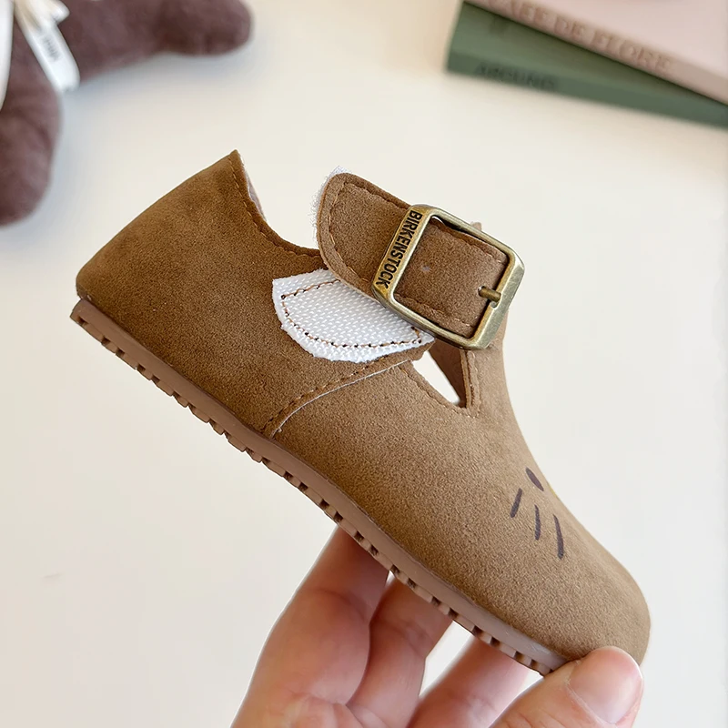 Children's Birken Shoes Khaki Cartoon Simple Boys Girls Toddler Shoes 1-8 Years Old Beige Soft Bottom Non-slip Kids Single