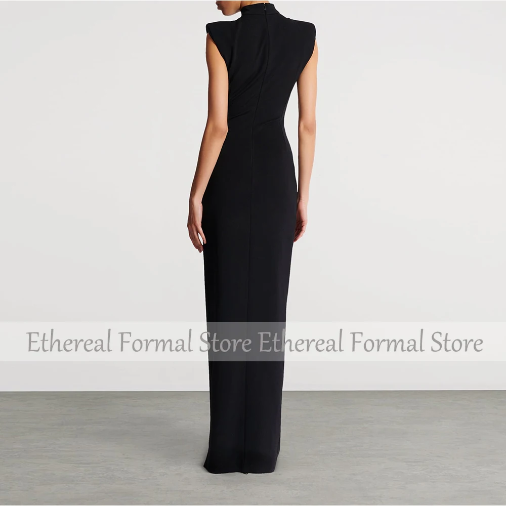 Modern Black Women's Evening Gown Mermaid Formal Party Dress Floor Length Saudi Dress Sleeveless Prom Dress 2