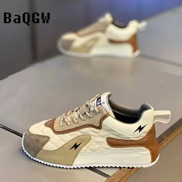 Casual Microfiber Leather Spring Breathable Increased Internal Platform Shoes for Male Women Fashion Running Chunky Sneakers
