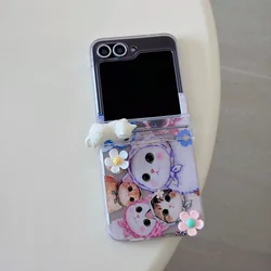 Korean Cute Kitten 3D Flower Fold Phone Case with Holder - Galaxy Z Flip8 (4Mao)