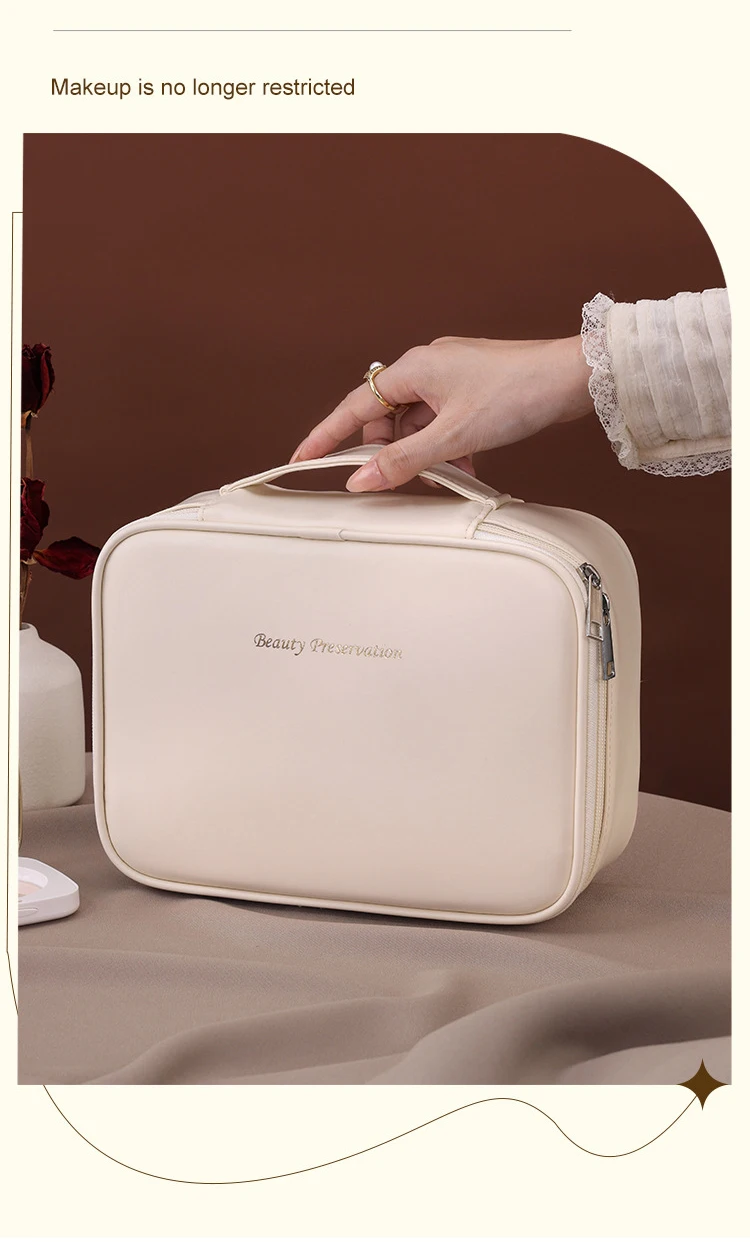 PU Leather Waterproof Cosmetic Bag with Compartments – Large Capacity Makeup Organizer ... - SKU CSB16889 - UGI Packaging