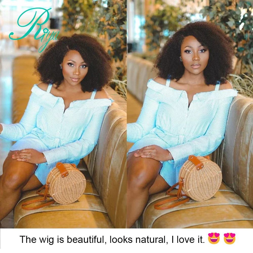 Afro Kinky Curly 13x4 Lace Front Human Hair Wig 4C Edges 250% Mongolian 13x6 Lace Frontal Human Hair Wigs For Women Remy