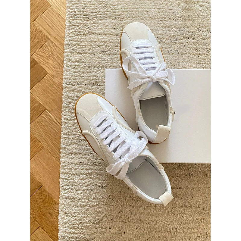 Genuine Leather Vulcanized Shoes Women 2022 Fashion Simple Four