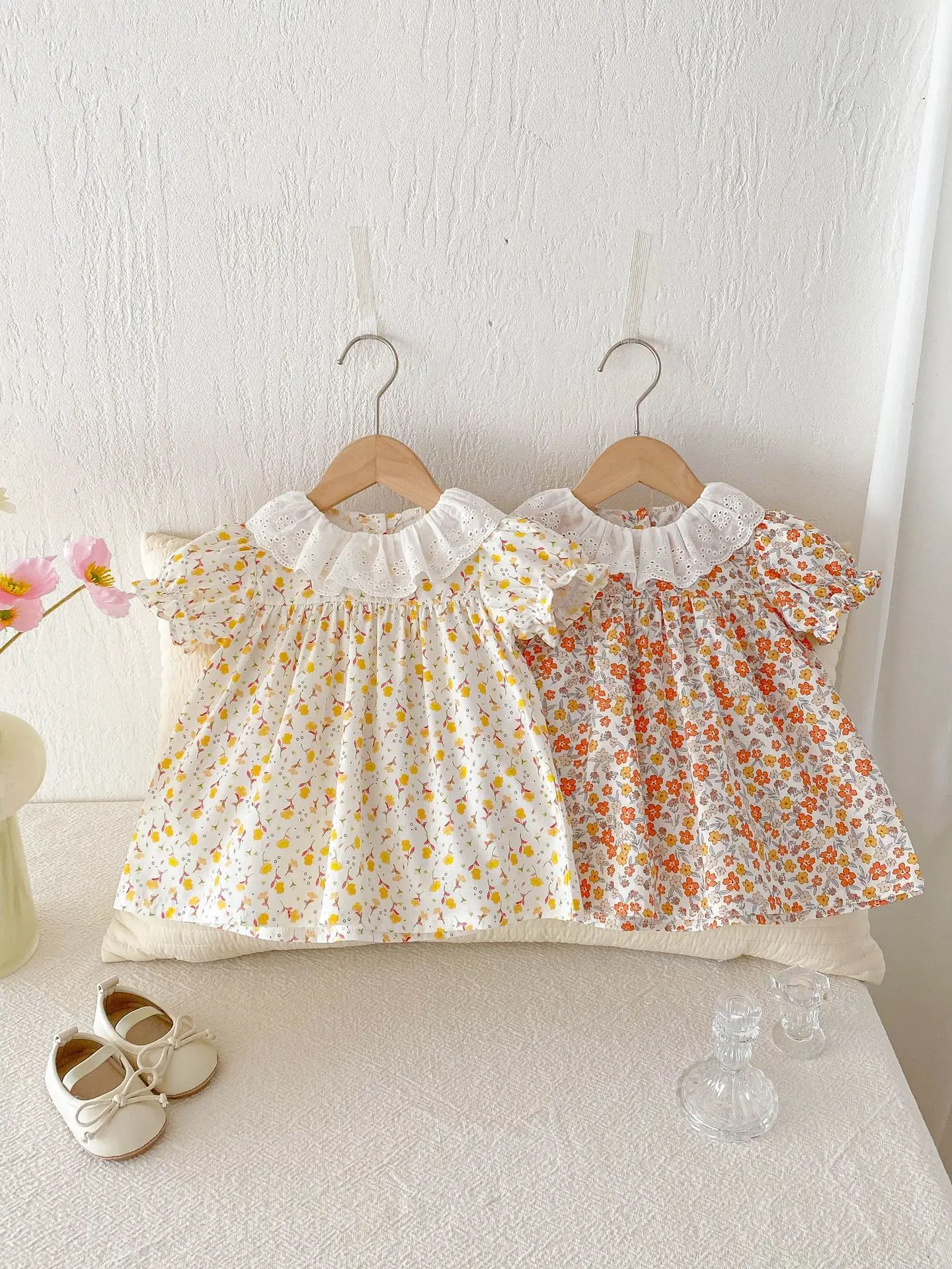 Cute Girls Floral Short Sleeved Summer Dress
