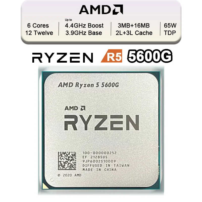  AMD New Ryzen 5 5600G R5 5600G 3.9GHz Six-Core Twelve-Thread 65W L3=16M 100-000000252 Support Desktop CPU Gaming Socket AM4 