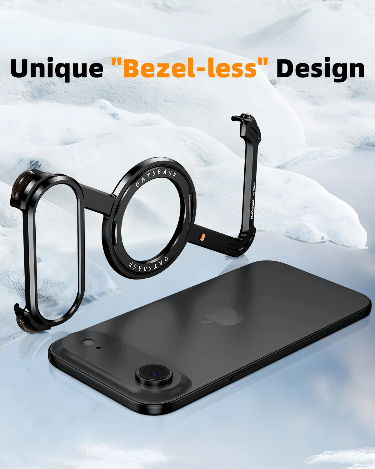 Eary Minimalist Phone Case for iPhone 17 Air Magsafe with 360°Rotatable Magnetic Ring Kickstand Aluminum Frameless Bumper Cover