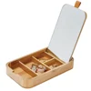 Cosmetic Solid Bamboo Storage Box with Removable Mirror Bedroom Bathroom Makeup Jewelry Lipstick Blush Dressing Table Organizer 4