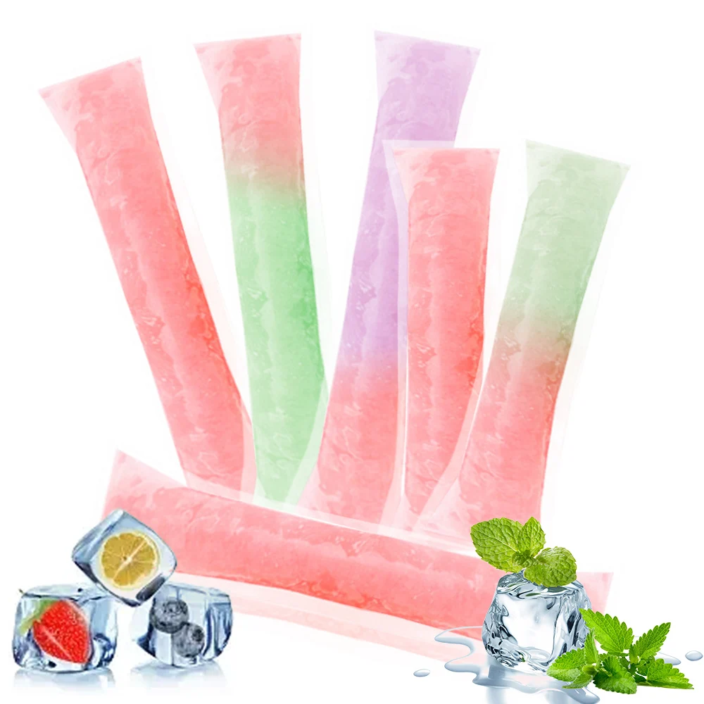 Disposable Ice Popsicle Mold Bags 100Pcs Freezer Tubes Zip Seals Ice Cream Yogurt Sticks Juice Smoothies Bags Bpa Free