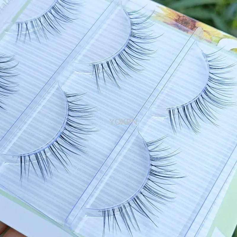 Yokpn Spikey False Eye Lashes Ʈ ڿ Ӵ Clear Band Ake 3D  Ӵ Glimmer Beginner Makeup Manga Lashes