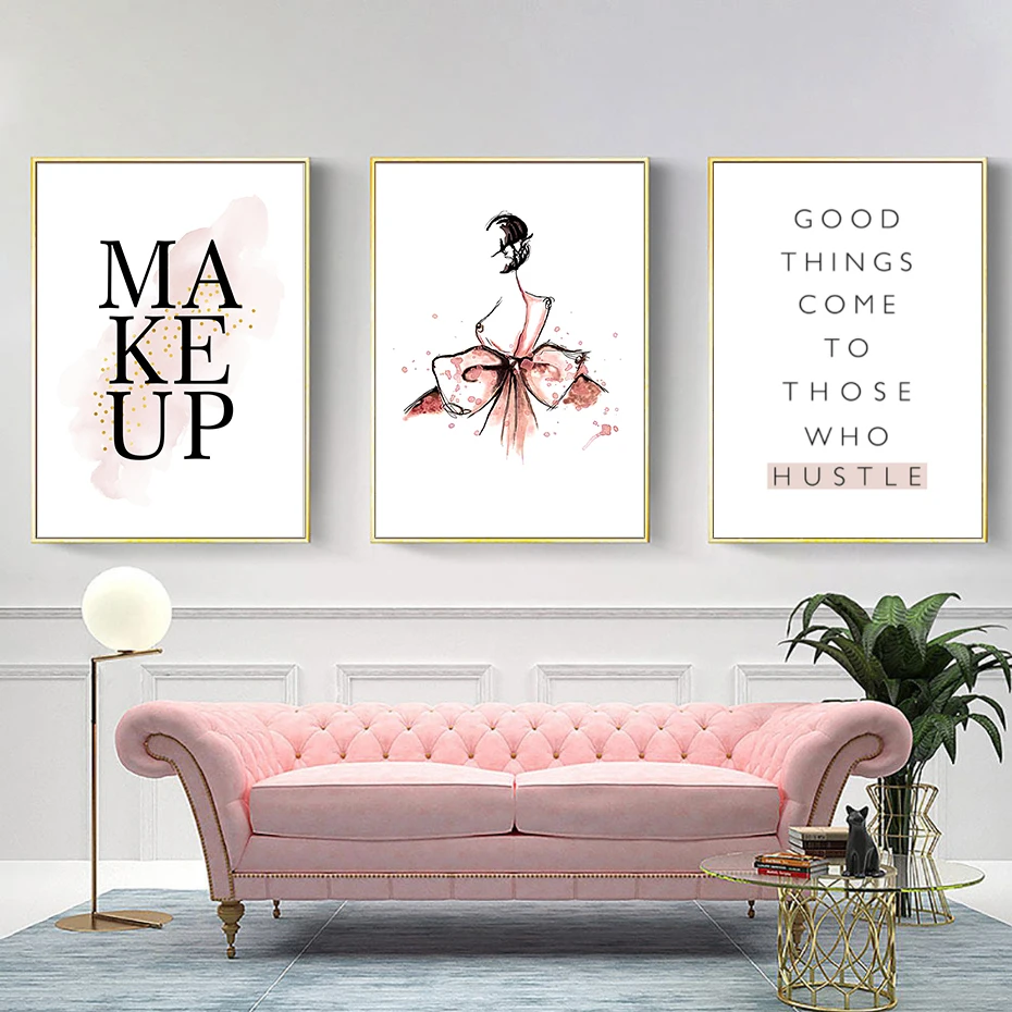 Abstract Modern Fashion Make Up Canvas Painting Black White Salon Posters Prints Nordic Wall Art Pictures Living Room Home Decor