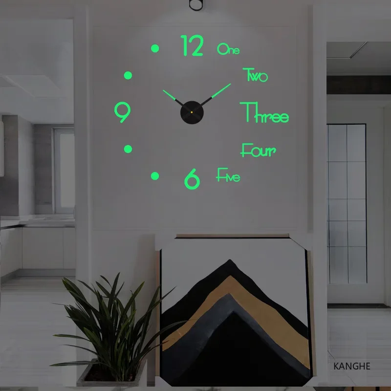 Wall Clock Wall Clock Sticker Large 3D Wall Clock Luminous Classic Wall Clocks DIY Digital Clock Watches Stickers Silent for Home Living Room Table