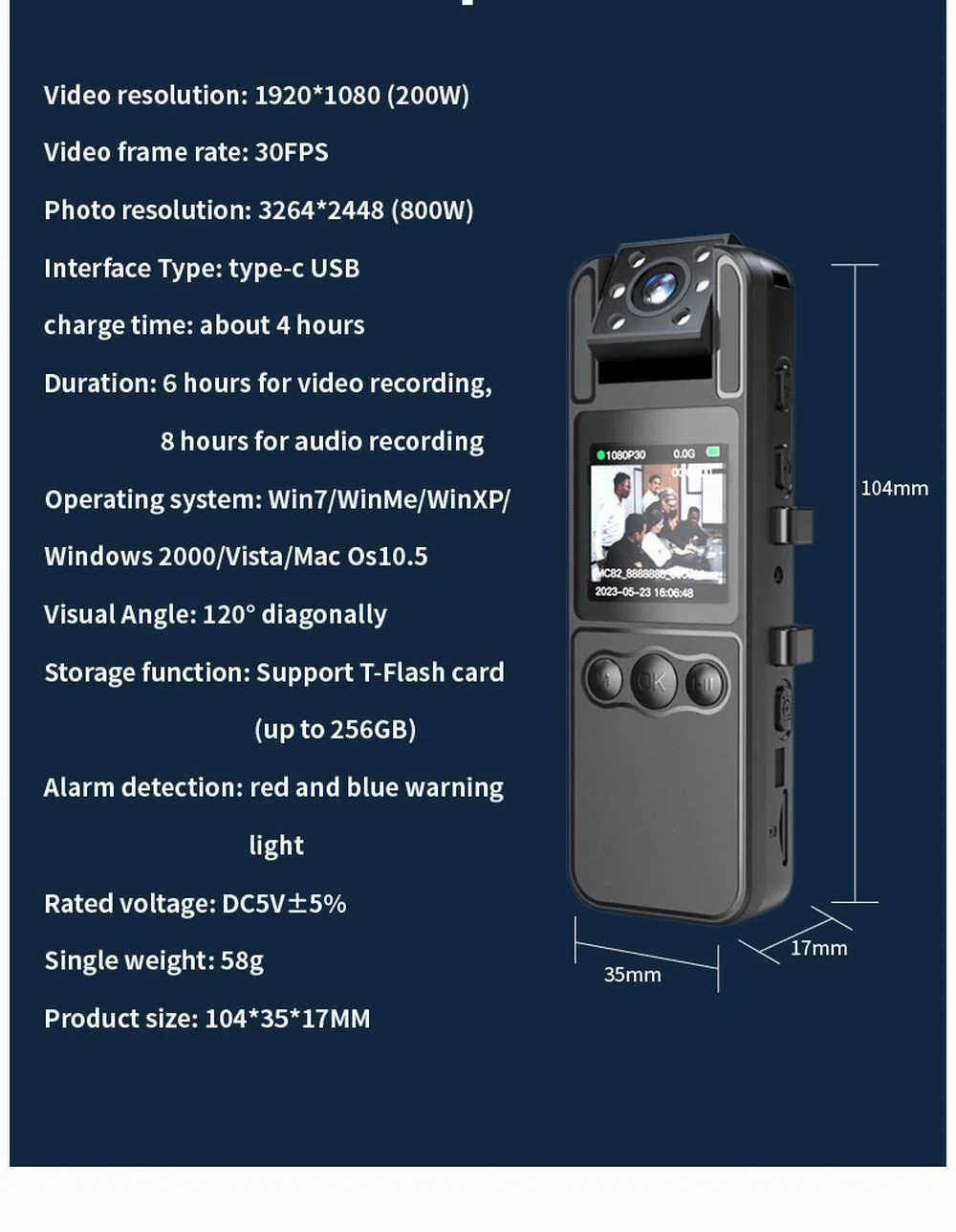 NEW 1080P HD Mini Camera Portable Digital Video Recorder BodyCam 180 Rotating In