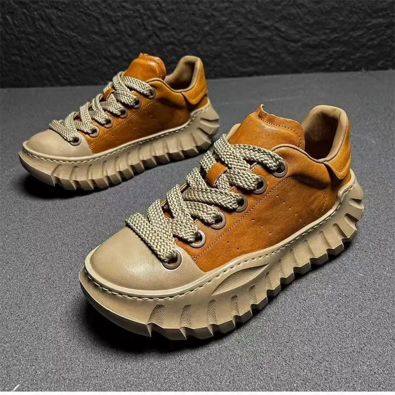 Autumn Men Casual Sneakers Platform Ankle Boots Low-top Thick Bottom Sneakers Male Outdoor Hiking Shoes Sport 6