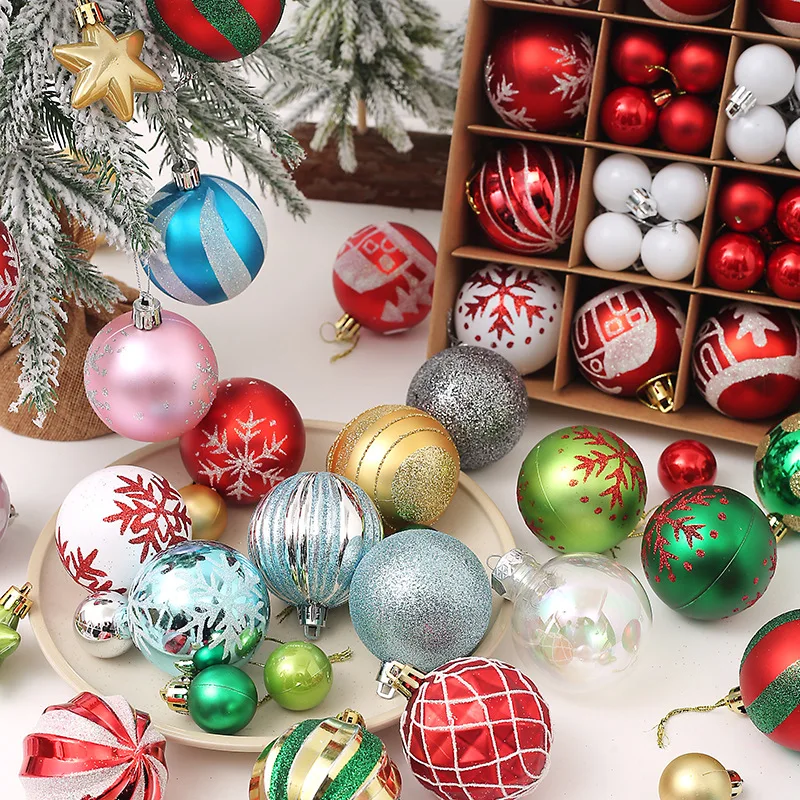 

New 42/44 Christmas Painted Ball Gift Box 3cm/6cm Christmas Tree Decorative Ball Gift Hanging Ornaments Christmas Decoration