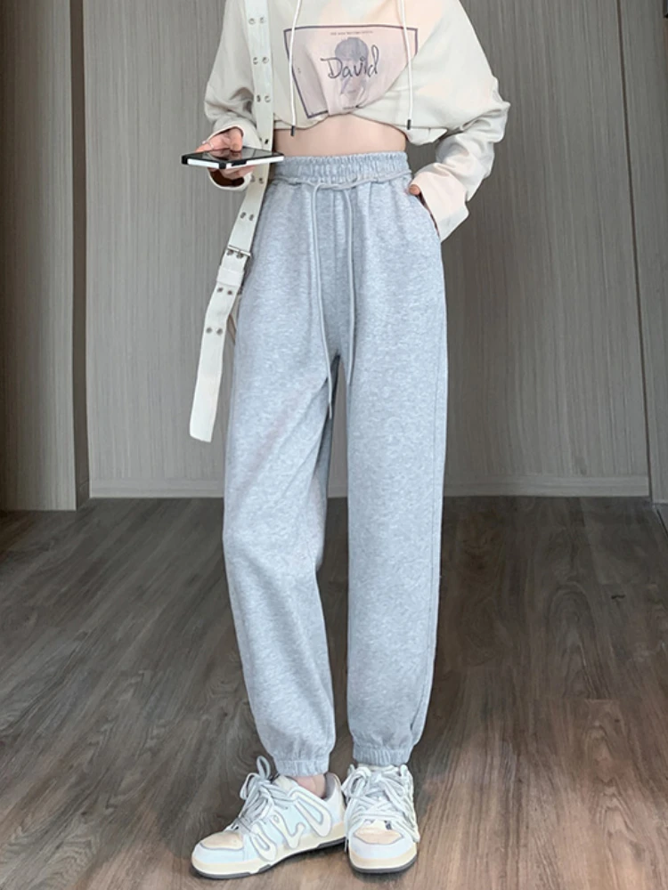 

JMPRS Grey Sports Joggers Pants Women Autumn 2022 New High Waist Harem Pants Female Casual Nine Points Trouser Streetwear Y2k