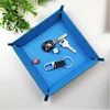 Rolling Folding Square Hexagon Dice Game Storage Tray Holder Double Sided Thick PU Leather Dice Mat Office Supply For Small Item 3