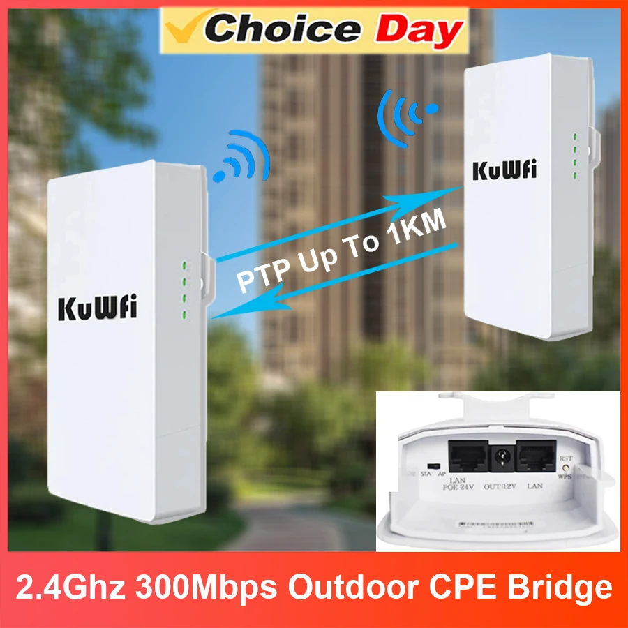 2.4Ghz 300Mbps Outdoor CPE Bridge Wireless Wifi Router AP Repeater Mode Long Range Extender Wireless Bridge PTP PTMP 1KM