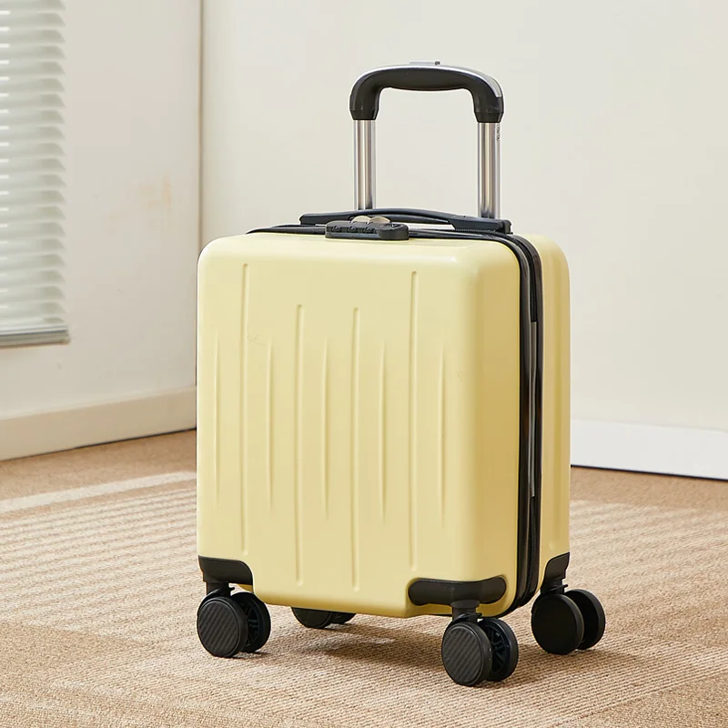 Small Leather Carry-on Suitcase With Password Lock For Travel_voghion.com