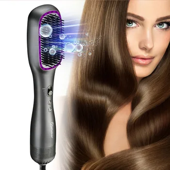 Hatteker Pettine elettrico ad aria calda Pettine per capelli da donna Spazzola per lisciare i capelli con riscaldamento anionico per capelli lisci e ricci 1