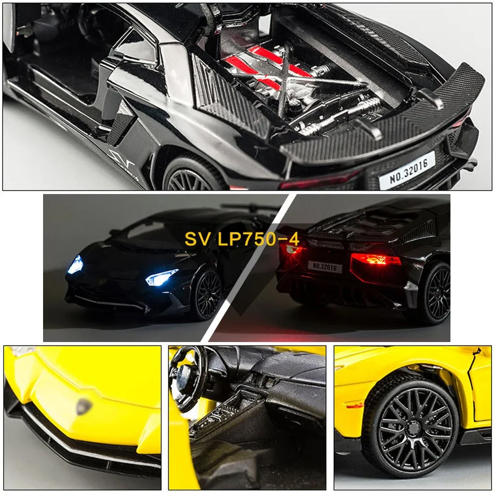 1:32 Lamborghini Aventador LP750-4 LP770-4 Metal Diecast Alloy Kids Toy Cars Models Trucks For Boys Toys Vehicles Collection 3