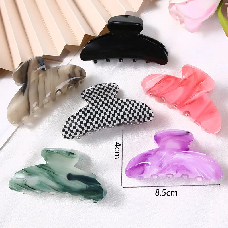 Bunte Mode Acetat Haar Krallen Frauen Haarschmuck Halbmond Pferdes chwanz Essigsäure Krallen clips für Mädchen