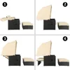 Outdoor Patio Furniture Sunbed with Retractable Canopy, PE Wicker Rattan Rectangle Sectional Sofa Set Clamshell Sectional 6