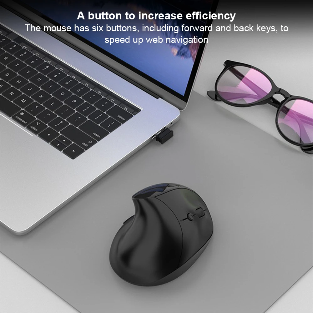 2.4G Vertical Wireless Mouse Rechargeable Vertical Mouse 6 Buttons Laptops Computer PC Mice for Laptop Laptop PC MacBook Windows