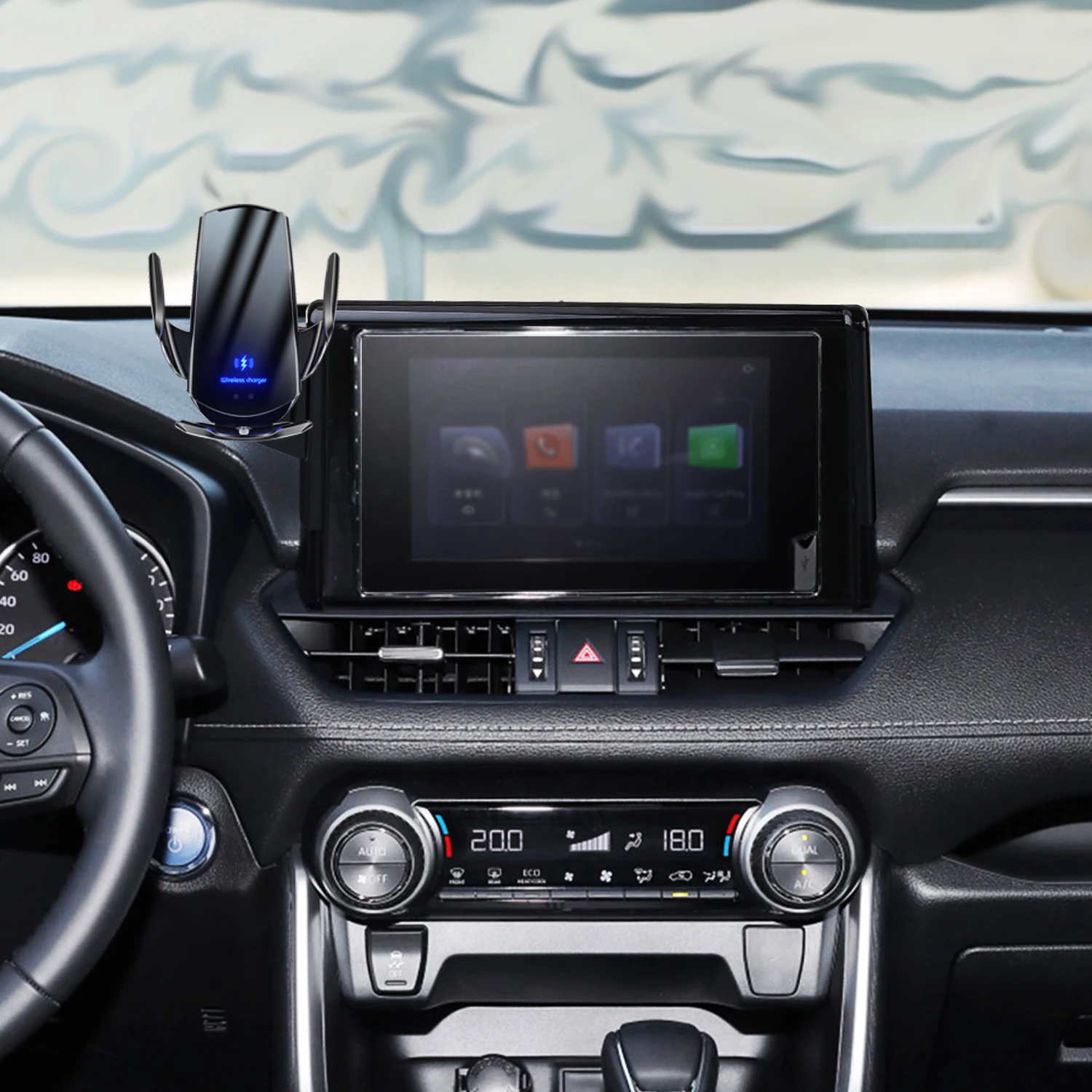 For Toyota RAV4 XA50-Car Phone Holder 8/10.1 inch Screen Panel Fixed Base Fast Wireless Charging Phone Mount Car