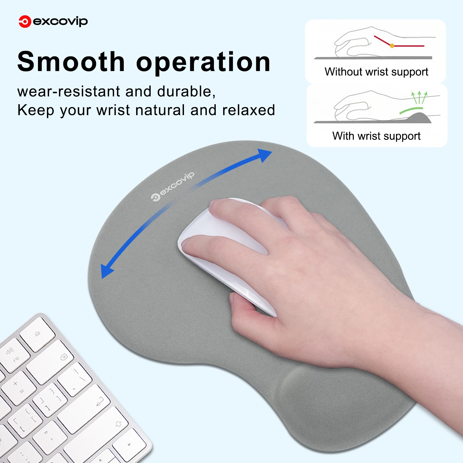 EXCO Ergonomisches Mauspad mit Silikon-Handgelenkstütze, bequemes Mauspad, rutschfeste PU-Basis zur Schmerzlinderung, Computer, Büro – Detail 12
