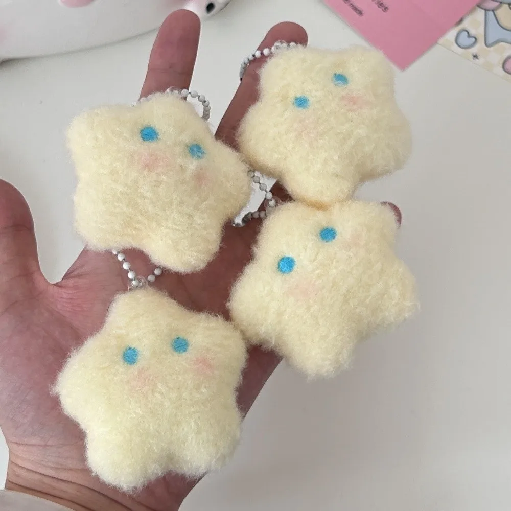 Kawaii Cute Moon Stars Fluffy Soft Star Key Chain Couple Keychain Bag Pendant Charms Bag Accessories