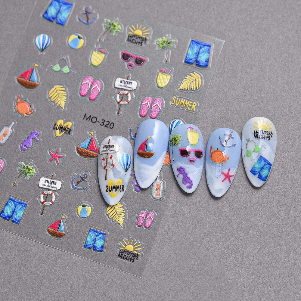 Conch Star Ocean Nail Stickers Sea Jellyfish Starfish Ocean Nail Decals Ocean Shell Nail Supplies Ocean Nail Decorations Female