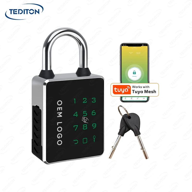 

Tediton Waterproof Security Keyless Pin Code Card Key Combination Portable Smart App Padlock