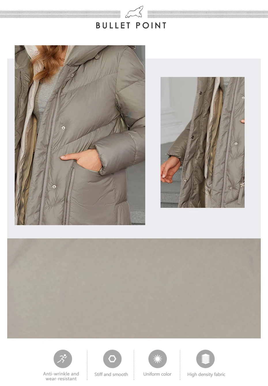 ICEbear 2024 Women's Down Jacket Long Cap Lining Clip 2 Pieces Warm Soft Large Pocket Zipper Comforter Women's Jacket GWD4568I