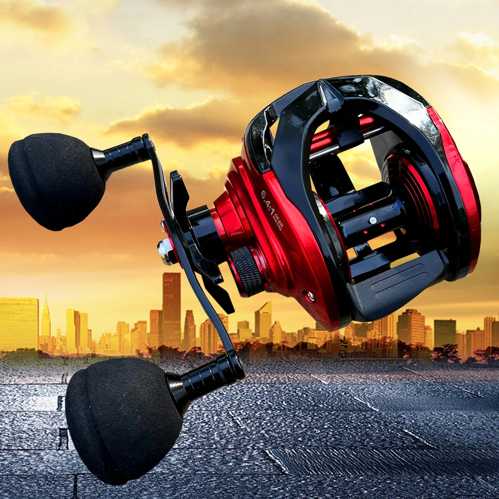 

Red Baitcasting Fishing Reel JIG Right Left Hand 8+1BB 6.4:1 265g Max Drag 15kg Saltwater Casting Wheel Carp Tackle 50KG/110LB