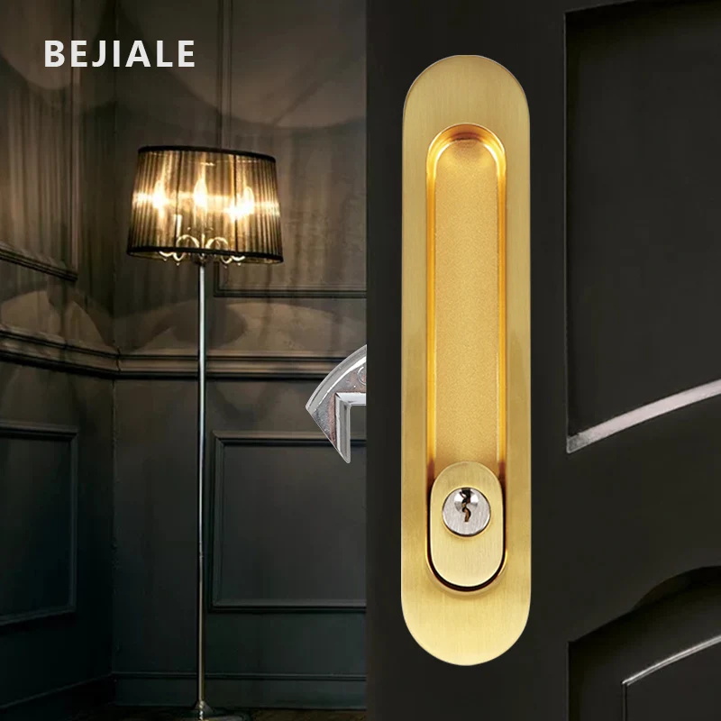 Sliding Door Bathroom Hook Lock Household Kitchen Balcony Sliding Door Lock With Key Concealed Handle Buckle