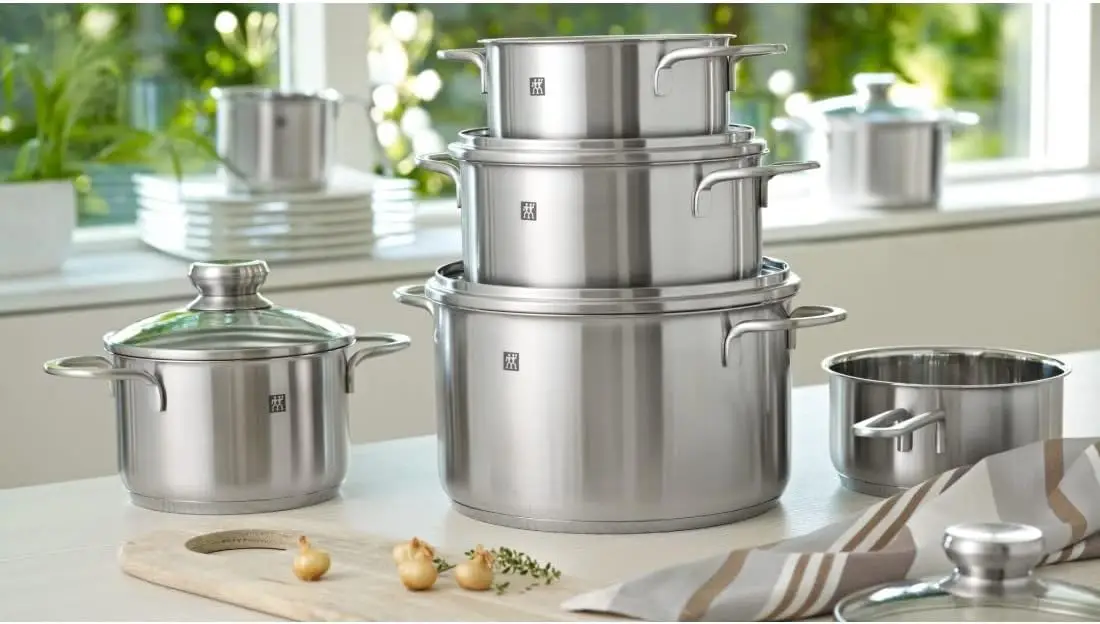 Cookware Sets Set 5 Twin Nova Cookware enamel Polished Variety Pack Suitable for all hob types including induction Silver