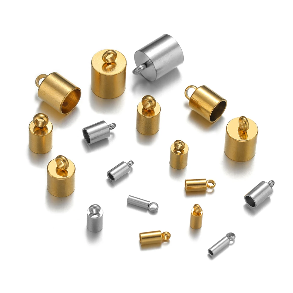 20 Stück 18 Karat Gold Edelstahl Eimer Seilkappen Crimp Endkappen für DIY Schmuckzubehör Armband Halskette Komponenten Großhandel – Detail 1