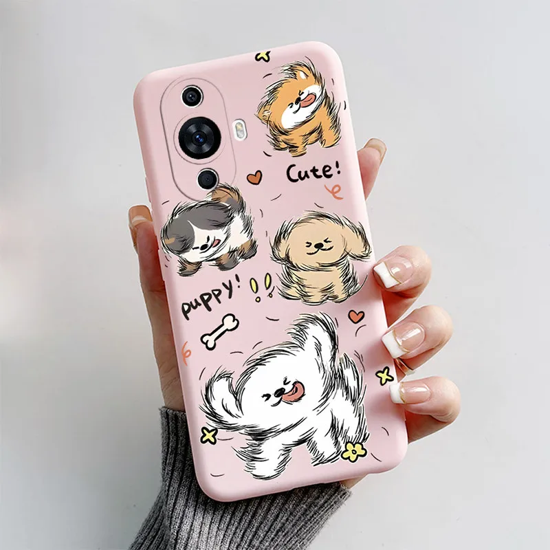 Cute Cat & Puppy Dog Soft Silicone Phone Case - Cartoon Design Cover for 6.7 and 6.78 Smartphones