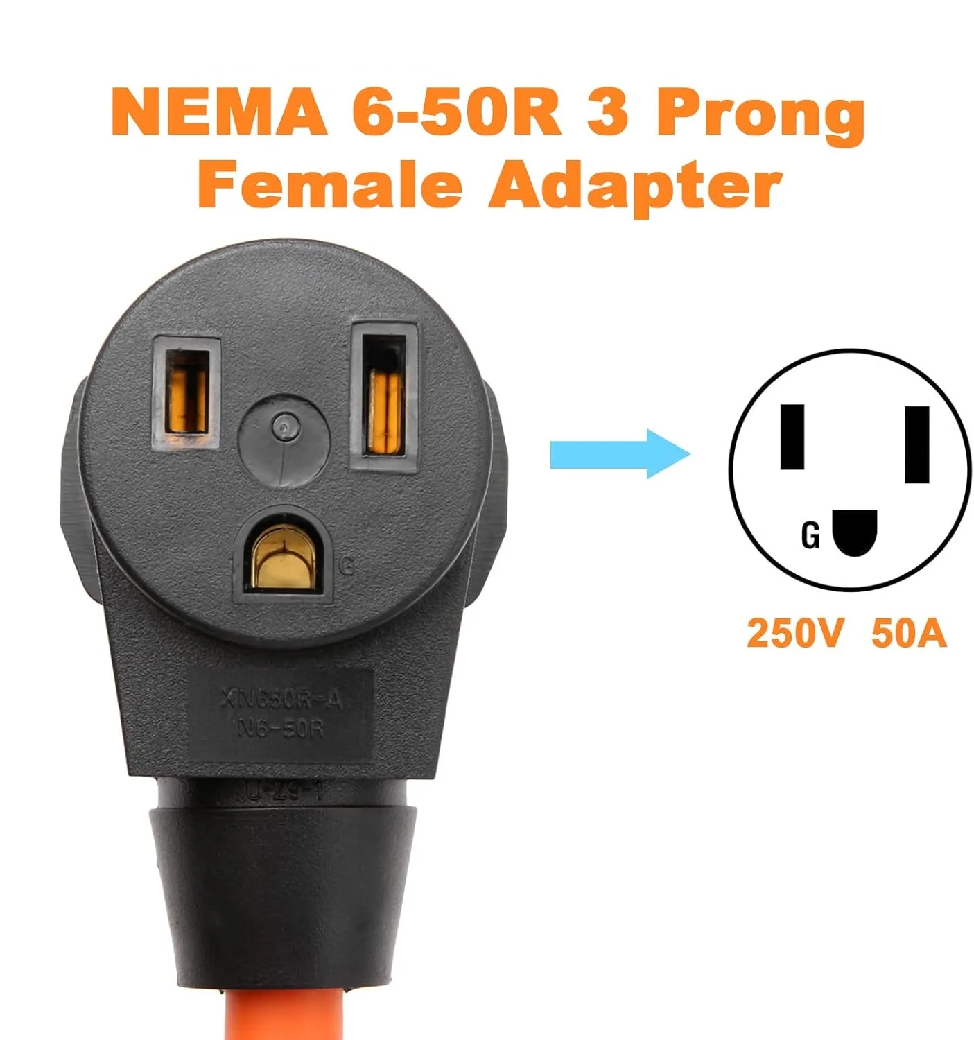 NEMA L6-30P 발전기 남성용 커넥터에서 6-50R 용접기 여성용 커넥터로 전환 어댑터 코드 1.5FT 건조기 EV 충전기 전원 연결 30에서 50암페어