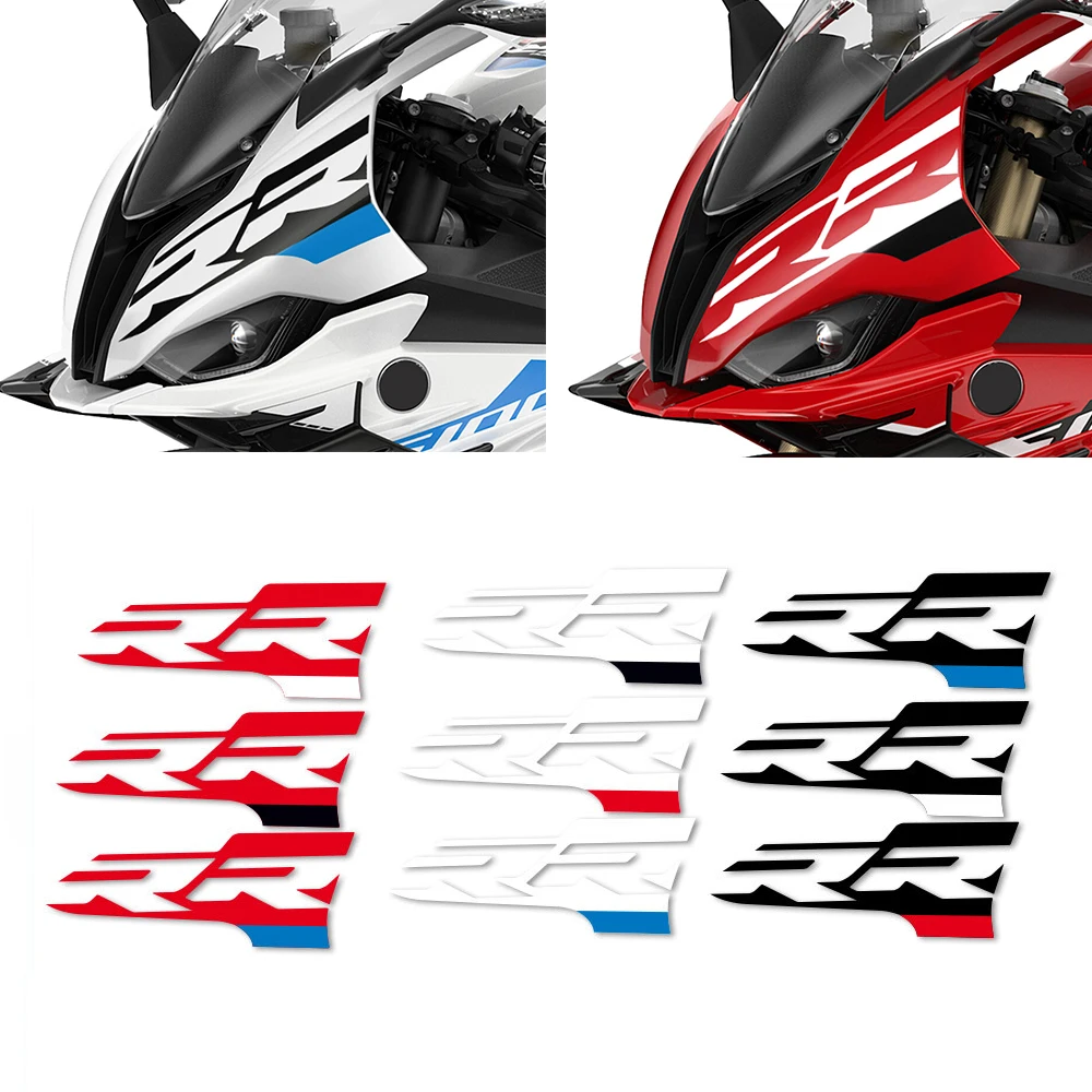 For BMW S1000RR 2019 2020 2021 2022 2023 Motorcycle Trim Upper Section Decals RR Emblems Head Stickers high quality automotive parts type r style front mesh grille with upper cover for 2021 2022