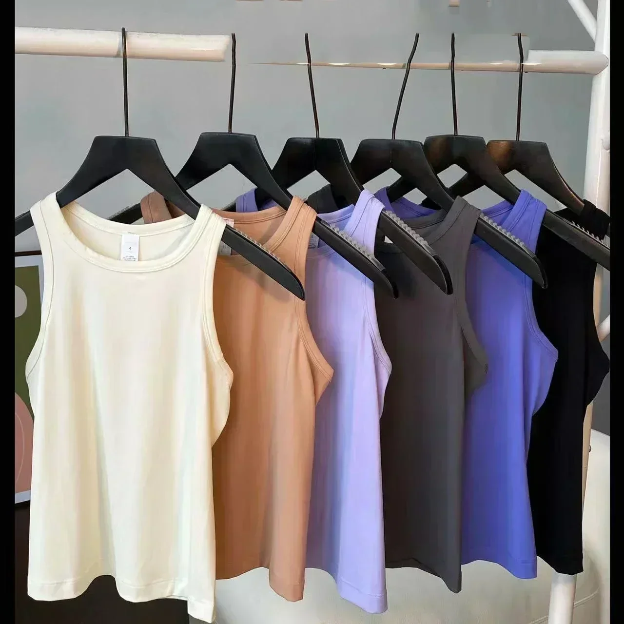 Lemon Women's Waist-Length Racerback Tank Top Buttery-soft Four-way Stretch Tight Fit Yoga Shirts Summer Breathable Sports Vest