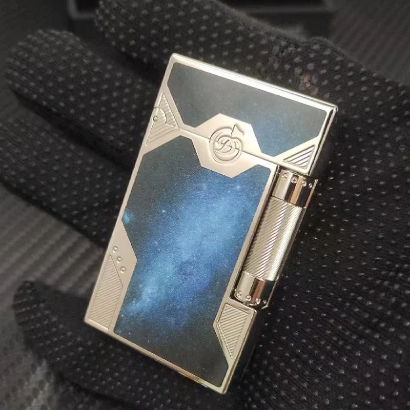 

New Luxury Gas Lighter Butane Double Fire Lighter PING Bright Sound Tobacco Cigarette Cigar Lighter Smoking Tool Men Gift 033