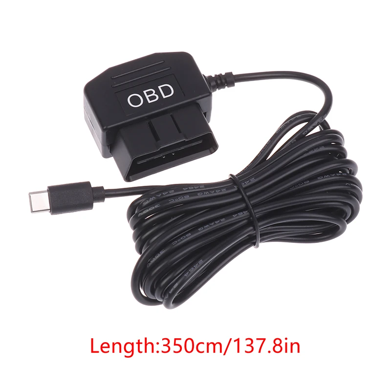 새로운 판매 OBD 타입 C 충전기 전원 케이블, 블랙박스 차량용 DVR 24시간 주차 차량 액세서리 배터리 보호 기능 포함