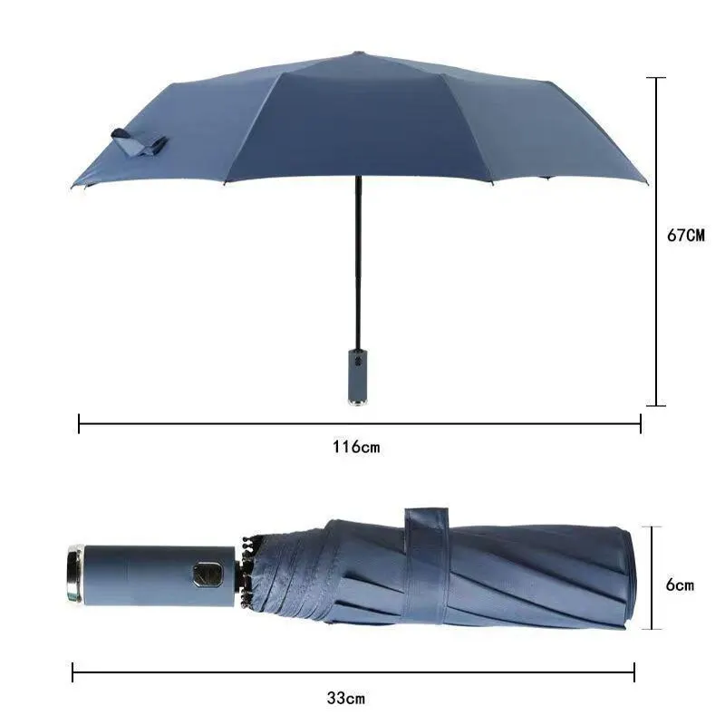 Новый зонтик со светодиодной светильник с вращающейся ручкой и фонариком, ветрозащитный и непромокаемый прочный и прочный солнечный и дождливый