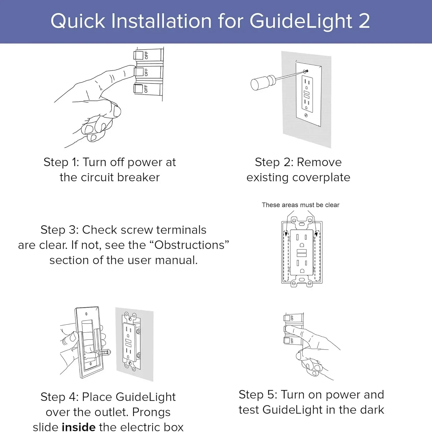 Duplex Electrical Outlet Cover Plugboard Plug-In Electrical Receptacle Wall Plate With LED Night Lights Up and Down- Auto Sensor